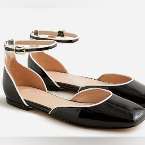 J. Crew Anya Black and White Flats with Ankle Strap